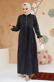 Modest Antrasit Denim Dress 19105ANT - 2