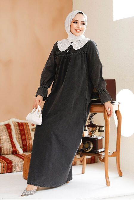 Modest Antrasit Denim Dress 19120ANT - NEVA STYLE