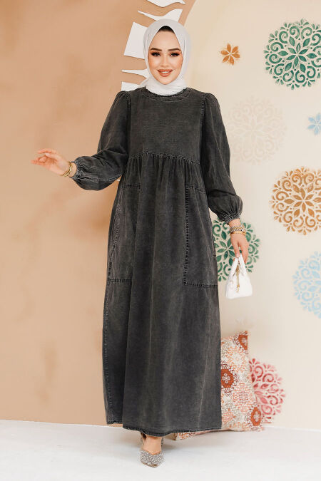 Modest Antrasit Denim Dress 19122ANT - NEVA STYLE