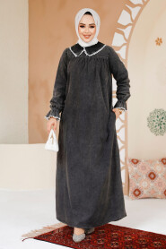 Modest Antrasit Denim Dress 19123ANT - 2