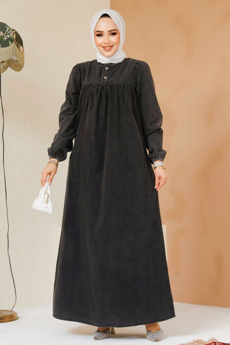 Modest Antrasit Denim Dress 19124ANT - NEVA STYLE