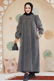 Modest Antrasit Denim Dress 19129ANT - 2