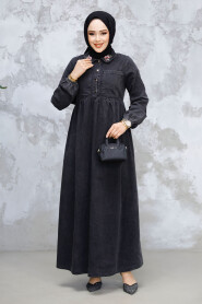 Modest Antrasit Denim Dress 19138ANT - 3