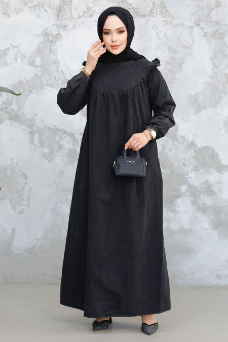 Modest Antrasit Denim Dress 19140ANT - NEVA STYLE
