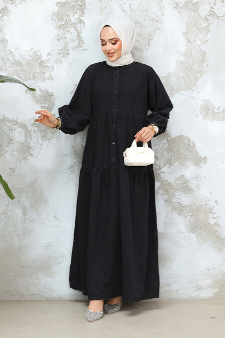 Modest Antrasit Denim Dress 19143ANT - NEVA STYLE