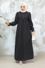 Modest Antrasit Denim Dress 19144ANT - 2