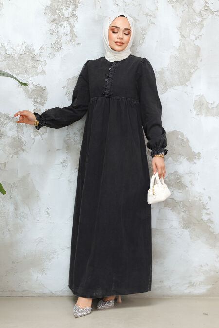 Modest Antrasit Denim Dress 19144ANT - NEVA STYLE