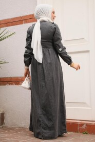 Modest Antrasit Denim Dress 19145ANT - 3