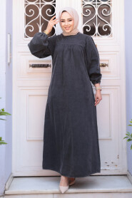 Modest Antrasit Denim Dress 19148ANT - 3
