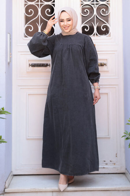 Modest Antrasit Denim Dress 19148ANT - NEVA STYLE