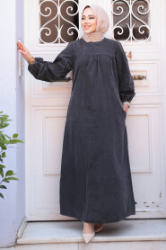 Modest Antrasit Denim Dress 19148ANT - 2