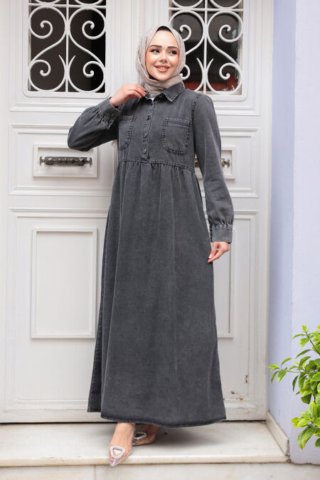 Modest Antrasit Denim Dress 19150ANT - NEVA STYLE