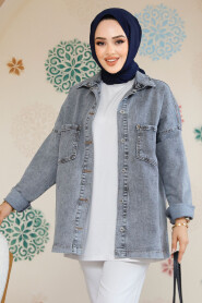 Modest Antrasit Denim Jacket 16699ANT - 5