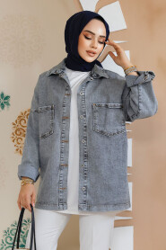 Modest Antrasit Denim Jacket 16699ANT - 4