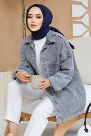 Modest Antrasit Denim Jacket 16699ANT - 2