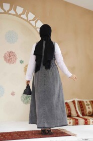 Modest Antrasit Gilet Denim Dress 19135ANT - 3