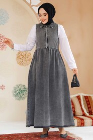 Modest Antrasit Gilet Denim Dress 19135ANT - 2