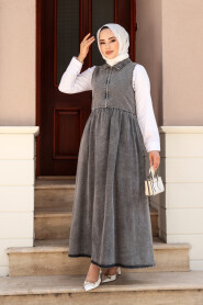 Modest Antrasit Gilet Denim Dress 19135ANT 