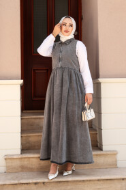 Modest Antrasit Gilet Denim Dress 19135ANT - 3