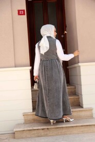 Modest Antrasit Gilet Denim Dress 19135ANT - 4