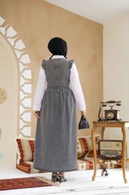 Modest Antrasit Long Denim Dress 19134ANT - 2