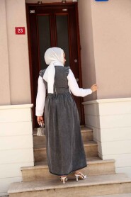 Modest Antrasit Long Denim Dress 19134ANT - 3