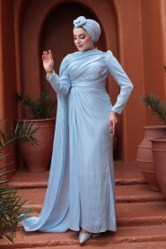 Modest Baby Blue Bridal Dress 52142BM - 2