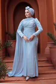 Modest Baby Blue Bridal Dress 52142BM - 1
