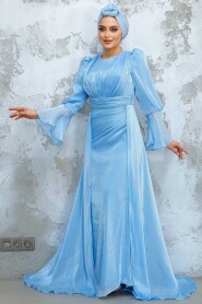 Modest Baby Blue Bridesmaid Dress 4986BM - 3