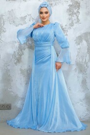 Modest Baby Blue Bridesmaid Dress 4986BM - 2