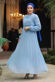 Modest Baby Blue Chiffon Maxi Dresses 50351BM - 2