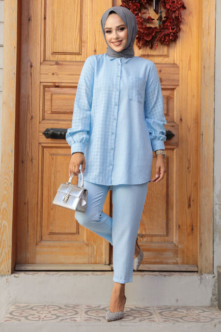 Modest Baby Blue Dual Suit 12191BM - NEVA STYLE