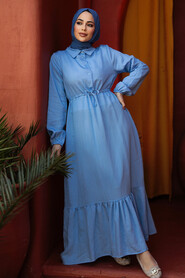 Modest Baby Blue Eid Dress 23181BM - 1