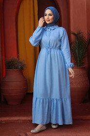 Modest Baby Blue Eid Dress 23181BM - 2