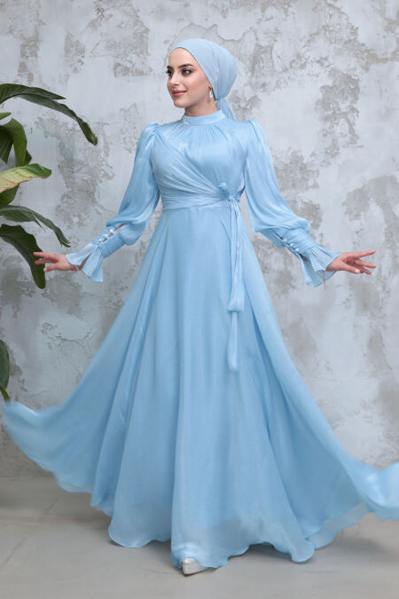 Modest Baby Blue Evening Dress 48051BM - NEVA STYLE