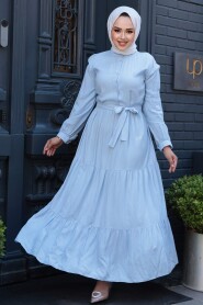 Modest Baby Blue Long Dress 22042BM - 2
