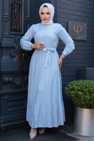 Modest Baby Blue Long Dress 22042BM - 4