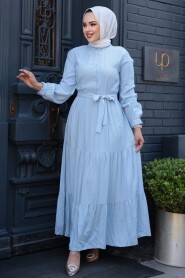 Modest Baby Blue Long Dress 22042BM - 3