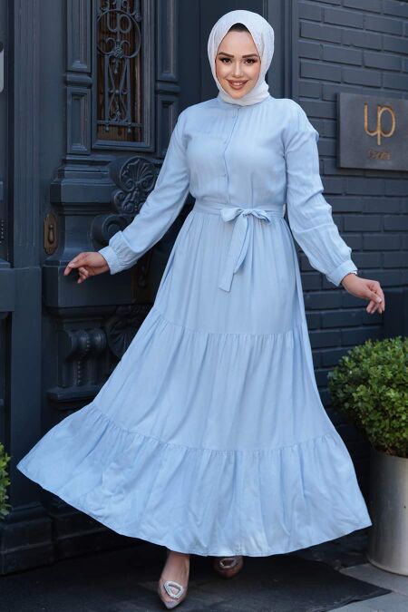 Modest Baby Blue Long Dress 22042BM - NEVA STYLE