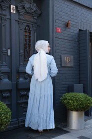 Modest Baby Blue Long Dress 22042BM - 5
