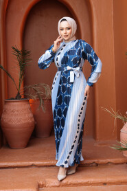  Modest Baby Blue Pleated Dress 23503BM - 2