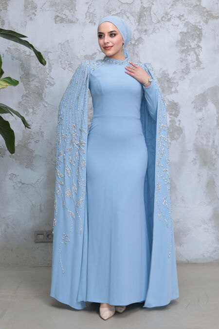 Modest Baby Blue Prom Dress 51681BM - NEVA STYLE