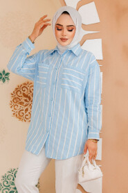 Modest Baby Blue Shirt Tunic 70741BM - 2