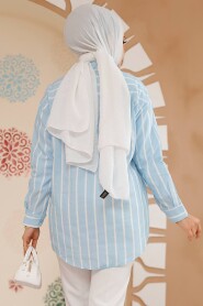 Modest Baby Blue Shirt Tunic 70741BM - 3