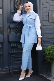 Modest Baby Blue Three Suit 6169BM - 1