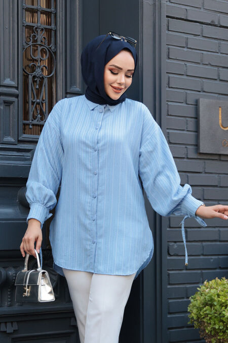 Modest Baby Blue Top 101016BM - NEVA STYLE