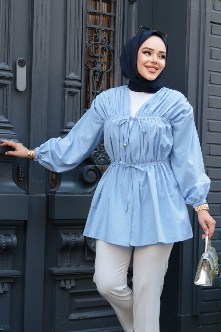 Modest Baby Blue Top 101042BM - NEVA STYLE