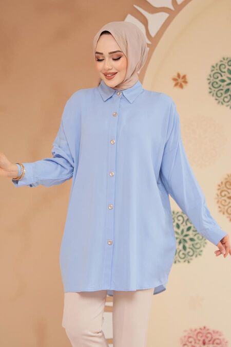 Modest Baby Blue Top 20408BM - NEVA STYLE