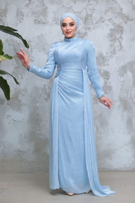 Modest Baby Blue Wedding Dress 51481BM - NEVA STYLE