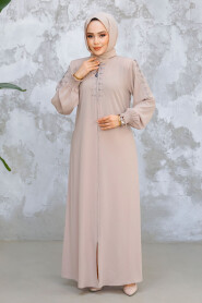 Modest Beige Abaya 45274BEJ - 2